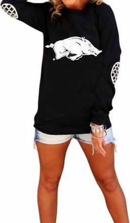 Gameday Couture University Of Arkansas Elbow Patch Tee In Black