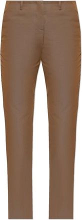 Alexander McQueen Pantalones de Algod&oacute;n con Pinzas - Trousers - Mujer - Marr&oacute;n - S