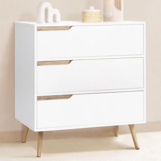 IDMarket Helsinki Arc&oacute;n De 3 Cajones 80 Cm Blanco Escandinavo