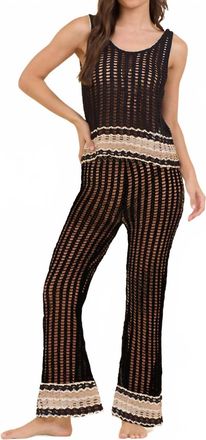 Vintage Havana Chilling At The Cape Crochet Tank Top In Black/cream/caramel