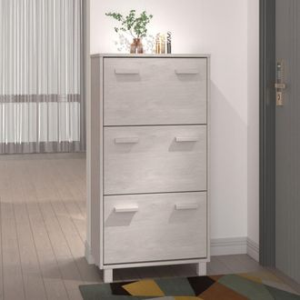 vidaXL Zapatero Hamar Madera Maciza De Pino Blanca 59,5x35x117 Cm Vidaxl