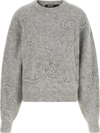 Rotate Rotate Birger Christensen, Truien & Vesten, Dames, Grijs, M, Wol, 3D Bloemen Trui