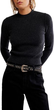 Free People Ever After Rib Sweater in Charcoal at Nordstrom, Size X-Large