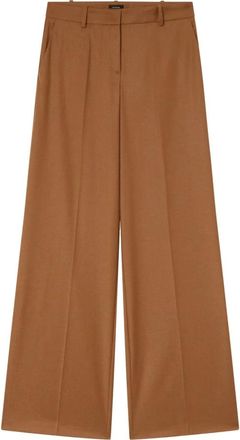 Pinko Wollen Slim Fit Broek - Dames - Wijde Broeken - Bruin - M - Wol - Broeken