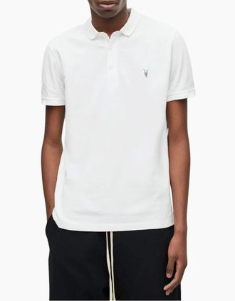 AllSaints Allsaints Mens All Saints Reform Mens Polo Shirt Summer Pique Polo Casual Solid Polo T Shirts - White - Size: 46