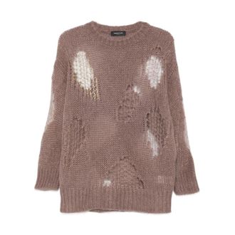 Fabiana Filippi Round-neck Knitwear, female, Brown, Size: XS Su&eacute;ter con acabado envejecido