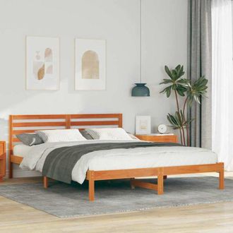 vidaXL Estructura De Cama Con Cabecera Marr&oacute;n Cera 160 X 220 Cm Vidaxl