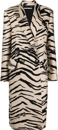 Stella McCartney tiger-print double-breasted coat - women - Polyester/Viscose/Cotton - 40 - Neutrals