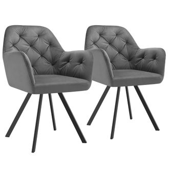TecTake Armchair Lucia Set Of 2 - Anthracite in Dark Grey | Size: 2 Pack