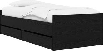 vidaXL Estructura De Cama Con Caj&oacute;n Roble Negro Madera De Pino Macizo Vidaxl