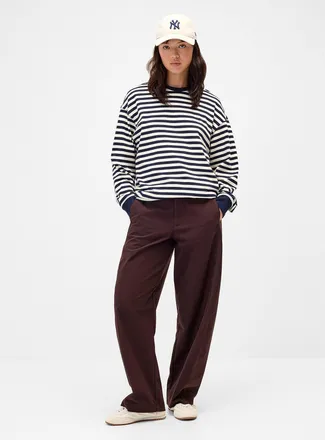 Only Womens Solid twill barrel-leg pant