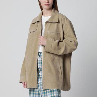 Halfboy Parka in pelle scamosciata beige