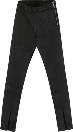Rick Owens Jeans, Dames, Zwart, S, Zwarte Jeans met Ritsdetail en Elastische Tailleband