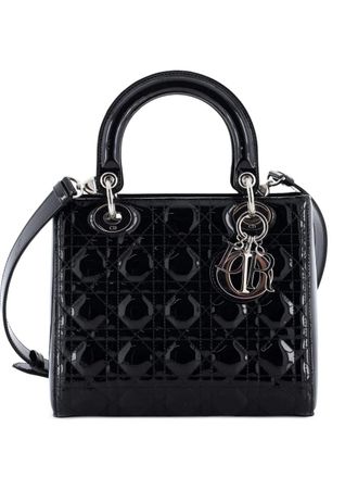 Dior Lady Dior Bag Cannage Quilt Patent Medium satchel - women - Patent Leather - One Size - Black