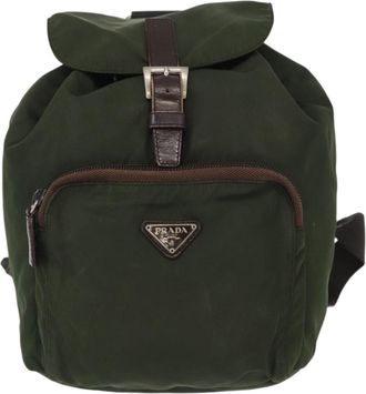 Prada Front Pocket Backpack Tessuto Khaki Nylon Backpack Bag (Pre-Owned)