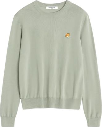 Maison Kitsuné fox head crew neck sweater - men - Cotton - L - Green