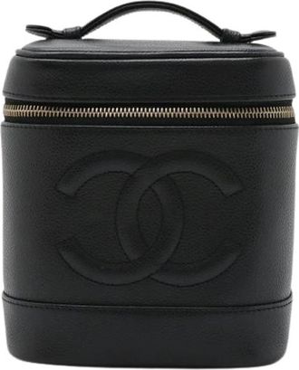 Chanel Pre-owned Caviar Vanity Bag Cosmetic Pouch A01998 - Dames - Vintage Handtas - Zwart - ONE Size - Leer - Vintage