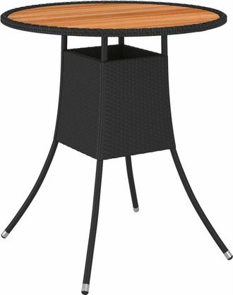 vidaXL Mesa de comedor de jardín ratán sintético acacia negro ø 70 cm Vidaxl