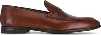 Bontoni Festoso almond-toe leather loafers - men - Calf Leather/Leather/Calf Leather - 10.5 - Brown