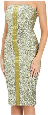 Elisabetta Franchi Abito Longuette Stretch - Dames - Feestkleedjes - Groen - M - Polyester - Kleedjes