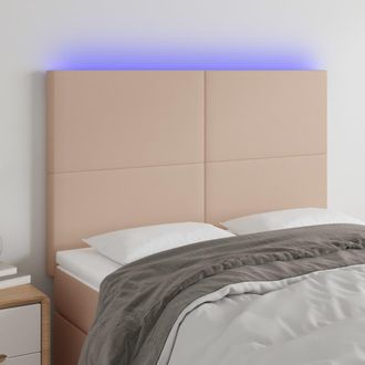 vidaXL Cabecero Luces Led Cuero Sint&eacute;tico Capuchino 144x5x118/128cm Vidaxl