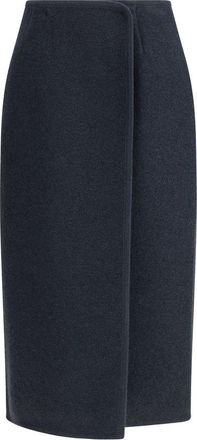 Rier Blue Fleece Wool Midi Womens Skirt