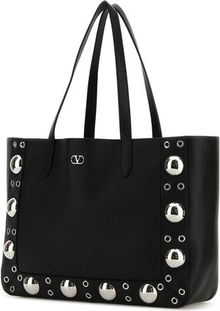 Valentino Garavani Womens Black Leather Vlogo Signature Shopping Bag Nero Calf - Bos Taurus Borse A Mano