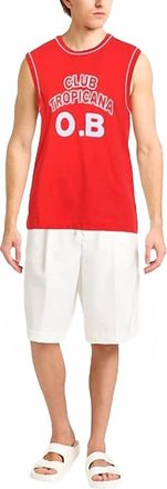 Orlebar Brown Dubois Club Tropicana Jersey Shirt In Summer Red