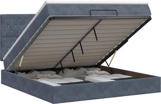 vidaXL Letto Ottomano Con Materasso Grigio Scuro 140 X 200 Cm Velluto Vidaxl
