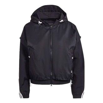 adidas (WMNS) adidas Sportswear Future Icons 3-Stripes Woven Hooded Track Top Black HA0812