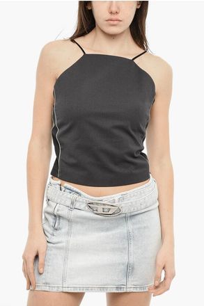 Diesel Crop Top T-BETY Double-Fabric With Trapeze Neckline size 36
