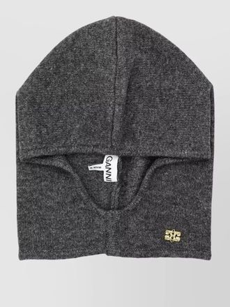 Ganni sculptural wool knit face framing balaclava
