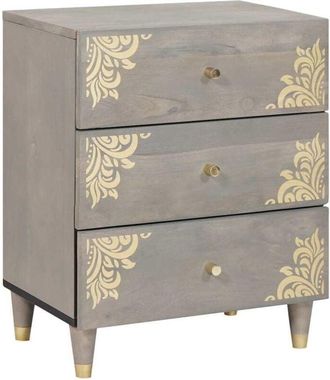 vidaXL Bedside Cabinet Grey 50 x 33 x 62 cm Solid Mango Wood vidaXL