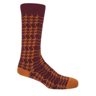Peper Harow Houndstooth Mens Socks - Garnet