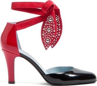 Valentino Garavani Foliage Ankelband Pump - Dames - Pumps - Zwart - 36 EU - Leer - Schoenen