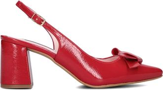 Notre-V Schoenen, Dames, Rood, 38 EU, Leer, Rode Slingback Hakken Stijlvol Model