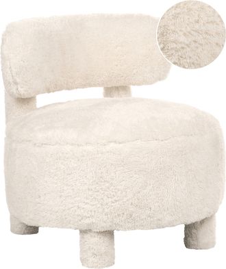 Beliani Sill&oacute;n Sin Reposabrazos De Estilo Retro Tapizado De Pelo Sint&eacute;tico Sal&oacute;n Beige Claro Hamina