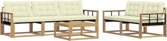 vidaXL Conjunto De Sof&aacute;s De Exterior 6 Uds. Blanco Y Crema Vidaxl