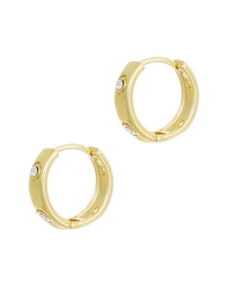 Adornia Adornia 14K Plated Cz-Dotted Hoop Earrings