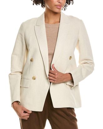Vince Double-Breasted Linen-Blend Blazer