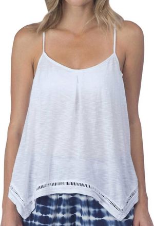 Green Dragon Pleat Front Easy Tank Top In White