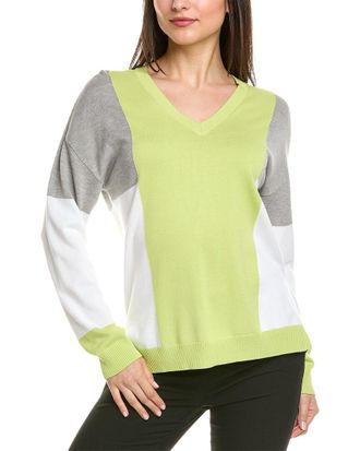 St. John Colorblocked V-Neck Sweater