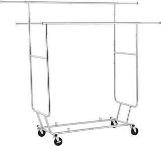 Yaheetech Stand Appendiabiti Portabiti Con Ruote Da Terra Doppia Asta Telescopica E Estensibile In Metallo Cromato Attacapanni Ingresso (129-189) X 55,5 X (139-