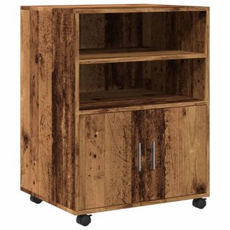 vidaXL Armario Con Ruedas Madera De Ingenier&iacute;a Envejecida 60x48x81 Cm Vidaxl
