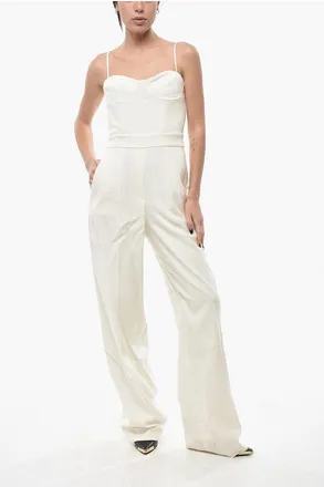 Margaux Lonnberg Wool-Blend Jumpsuit with Single Pleat and Side Zip size 40