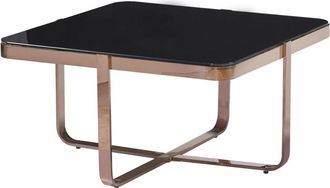 Moycor Mesa centro cuadrada de acero inoxidable y cristal negro anch. 80 cm