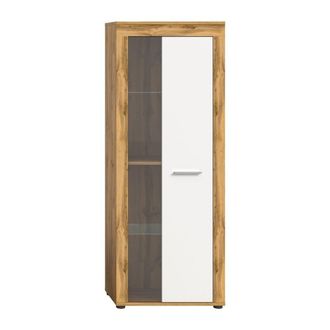 Calicosy Vitrina 1 puerta de cristal blanco y roble wotan h159 cm - aosta