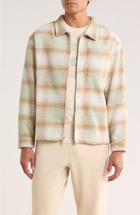 Museum of Peace and Quiet Wordmark Plaid Zip Shirt Jacket in Sage at Nordstrom, Size X-Small