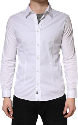 Daniele Alessandrini White Long Sleeves Dress Men Mens Shirt (Pre-Owned)