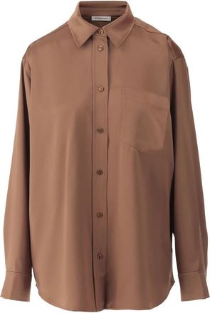 By Malene Birger Satin Shirt - Dames - Overhemden - Bruin - S - Polyester - Overhemden